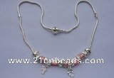 CNP07 Multi sizes enamel beads & alloy dangle European charm necklace