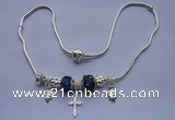CNP16 9*14.5mm lampwork glass beads & alloy dangle European necklace