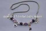 CNP17 9*10mm enamel beads & enamel dangle European charm necklace