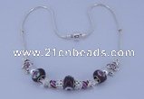 CNP32 10*15mm lampwork beads & alloy dangle European charm necklace