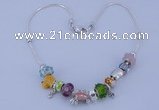 CNP33 10*14mm lampwork beads & alloy dangle European charm necklace