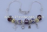 CNP34 10*14mm lampwork beads & alloy dangle European charm necklace