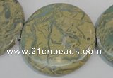 CNS238 15.5 inches 50mm flat round natural serpentine jasper beads