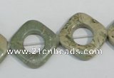 CNS268 15.5 inches 20*20mm diamond donut natural serpentine jasper beads
