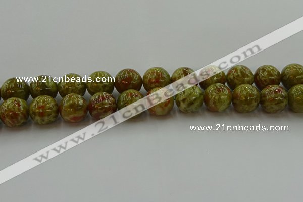 CNS607 15.5 inches 18mm round green dragon serpentine jasper beads
