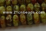 CNS613 15.5 inches 7*12mm rondelle green dragon serpentine jasper beads