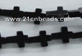 COB415 15.5 inches 10*14mm cross black obsidian beads wholesale