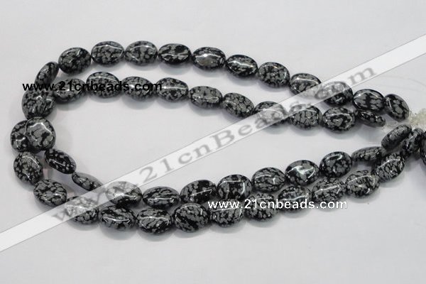COB55 15.5 inches 12*16mm oval Chinese snowflake obsidian beads