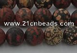 COB673 15.5 inches 10mm round matte red snowflake obsidian beads