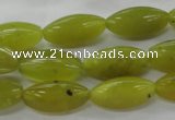 COJ107 15.5 inches 10*20mm trihedron olive jade beads wholesale