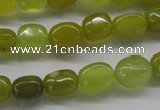 COJ111 15.5 inches 7*10mm nugget olive jade beads wholesale
