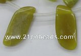 COJ112 Top-drilled 14*30mm wavy marquise olive jade beads
