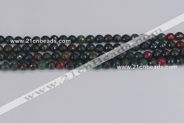 COJ311 15.5 inches 6mm faceted round Indian bloodstone beads