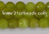COJ410 15.5 inches 8mm faceted round olive jade beads