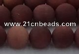 COJ474 15.5 inches 12mm round matte African blood jasper beads