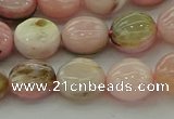 COP1294 15.5 inches 10mm flat round natural pink opal beads