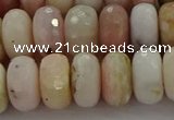 COP1324 15.5 inches 7*12mm faceted rondelle natural pink opal beads