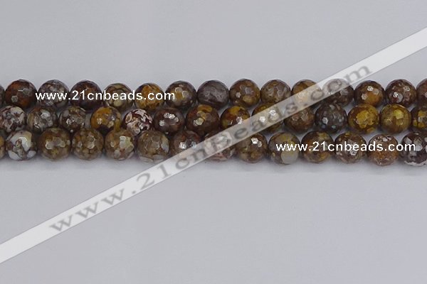 COP1390 15.5 inches 12mm faceted round fire lace opal beads