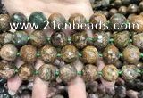 COP1645 15.5 inches 16mm faceted round green opal gemstone beads