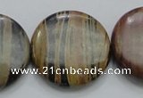 COP215 15.5 inches 30mm flat round natural brown opal gemstone beads