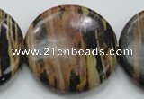 COP230 15.5 inches 40mm flat round natural brown opal gemstone beads