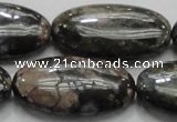 COP258 15.5 inches 20*40mm oval natural grey opal gemstone beads