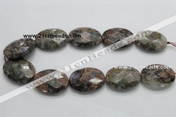 COP262 15.5 inches 30*40mm faceted oval natural grey opal beads