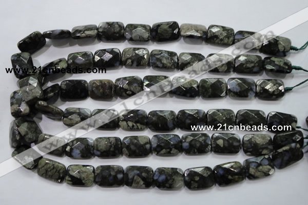 COP490 15.5 inches 13*18mm faceted rectangle natural grey opal beads