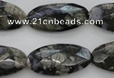 COP494 15.5 inches 15*30mm faceted oval natural grey opal beads