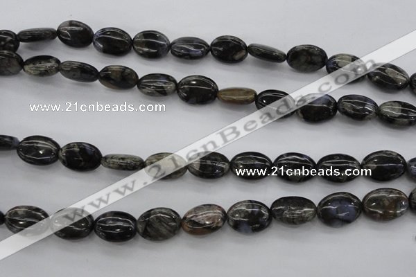 COP496 15.5 inches 10*14mm oval natural grey opal gemstone beads