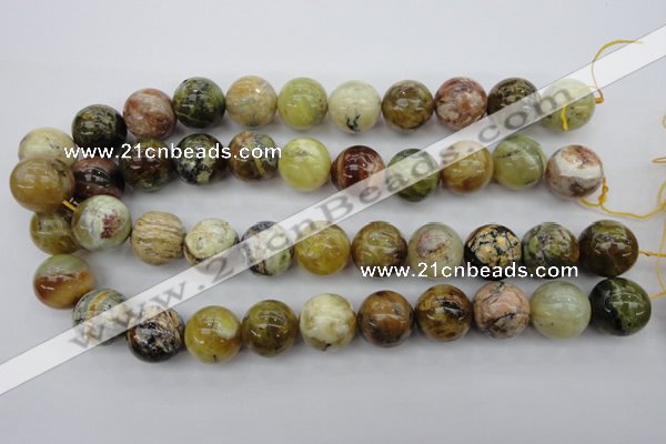 COP551 15.5 inches 18mm round yellow & green natural opal beads