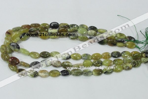 COP562 15.5 inches 10*14mm oval natural yellow & green opal beads
