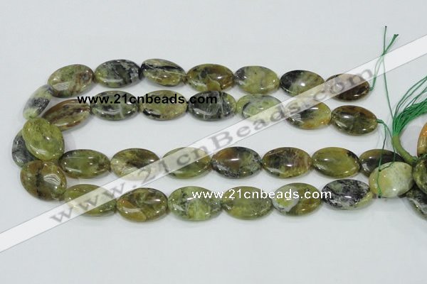 COP564 15.5 inches 18*25mm oval natural yellow & green opal beads