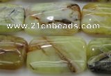 COP571 15.5 inches 20*30mm rectangle natural yellow & green opal beads