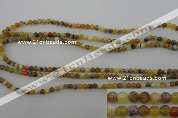 COP586 15.5 inches 4mm round natural yellow & green opal beads