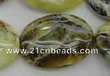 COP593 15.5 inches 25*35mm oval natural yellow & green opal beads