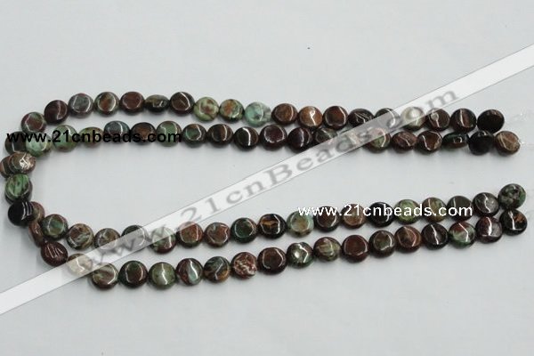 COP602 15.5 inches 10mm flat round green opal gemstone beads