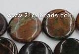 COP607 15.5 inches 25mm flat round green opal gemstone beads