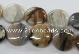 COP701 15.5 inches 16mm flat round wooden opal gemstone beads