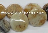 COP702 15.5 inches 20mm flat round wooden opal gemstone beads