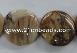 COP703 15.5 inches 25mm flat round wooden opal gemstone beads