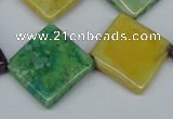 COP870 15.5 inche 20*20mm diamond dyed African opal gemstone beads