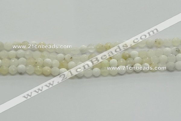 COP931 15.5 inches 6mm faceted round white opal gemstone beads