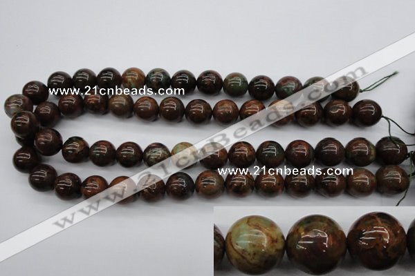 COP955 15.5 inches 14mm round green opal gemstone beads wholesale