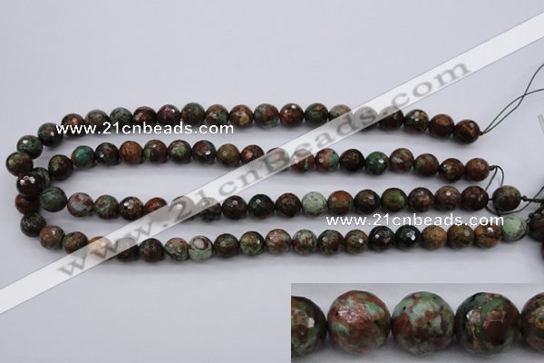 COP965 15.5 inches 14mm faceted round green opal gemstone beads