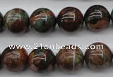 COP989 15.5 inches 14mm round green opal gemstone beads wholesale