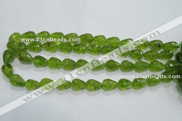COQ111 15.5 inches 13*18mm faceted teardrop dyed olive quartz beads
