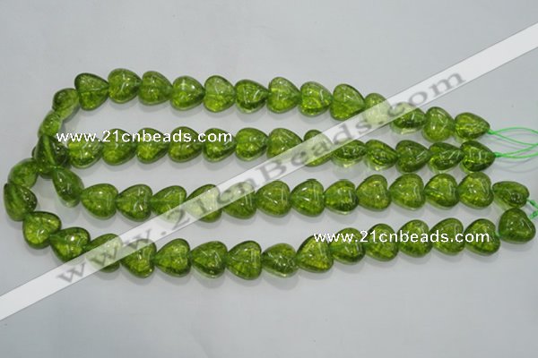 COQ33 15.5 inches 20*20mm heart dyed olive quartz beads wholesale