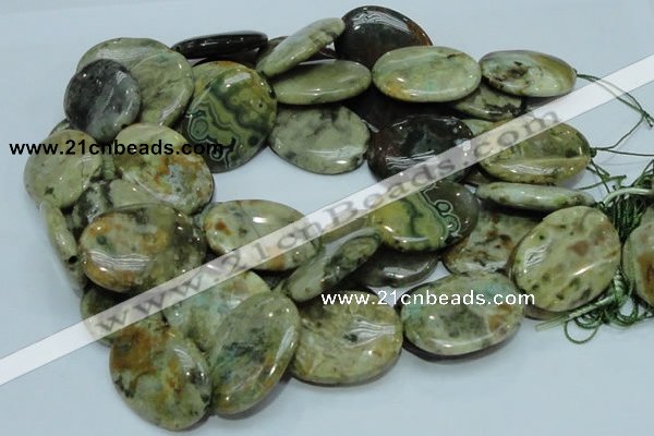 COS07 15.5 inches 25*35mm oval ocean stone beads wholesale