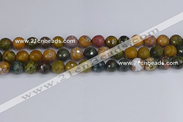 COS204 15.5 inches 12mm faceted round ocean jasper beads